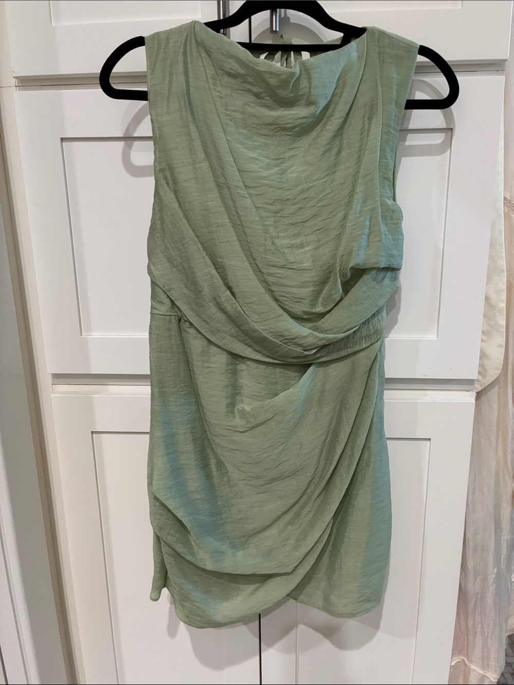 ASOS Draped Sleeveless Mini Dress in Sage Green